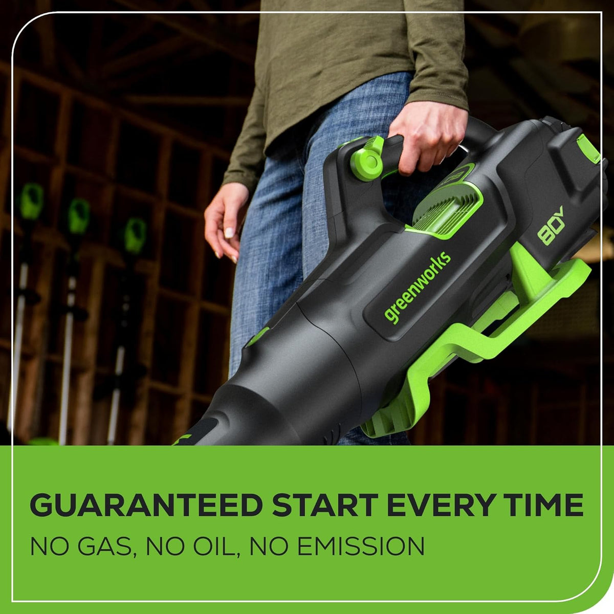 Greenworks 80V Brushless Cordless Leaf Blower, 700 CFM / 170 MPH, 2.5Ah Battery And 40-Min Rapid Charger