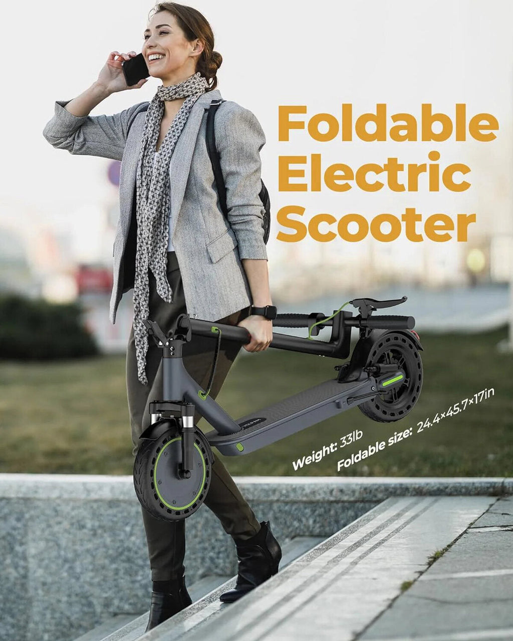 Roinside Electric Scooter, 8.5 in Solid Tires, 350W Motor, Up To 19 MPH, 21-23 Miles - UP12 Plus