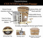 6 qt Country Ice Cream Maker With Classic Wooden Tub - Hand Crank