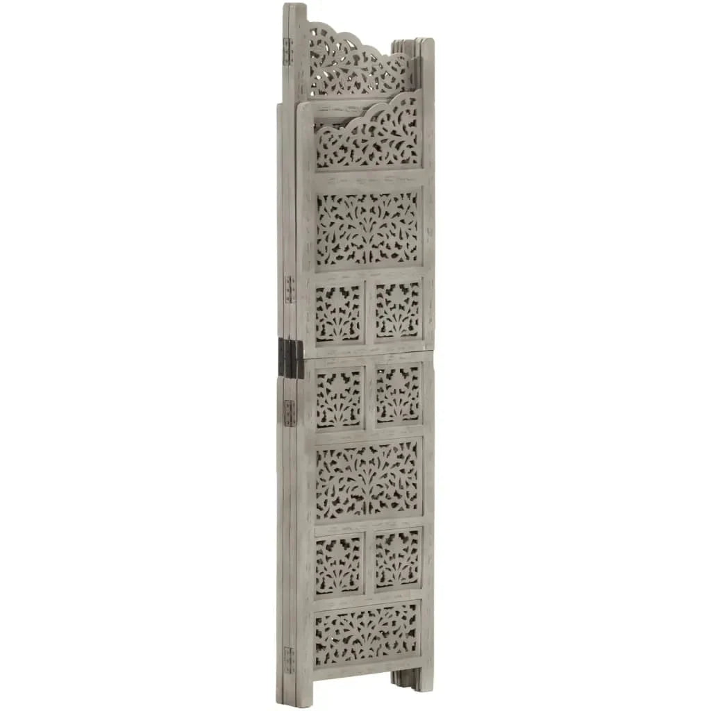 vidaXL 4-Panel Folding Privacy Screen, Solid Mango Wood, 63 x 65 in - Brown