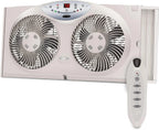 Bionaire Twin Window Fan With Reversible Airflow, 3 Speeds And Remote Control