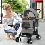 Dkeli 3-in-1 Folding Pet Stroller With Detachable Carrier And Car Seat, 44 Lbs