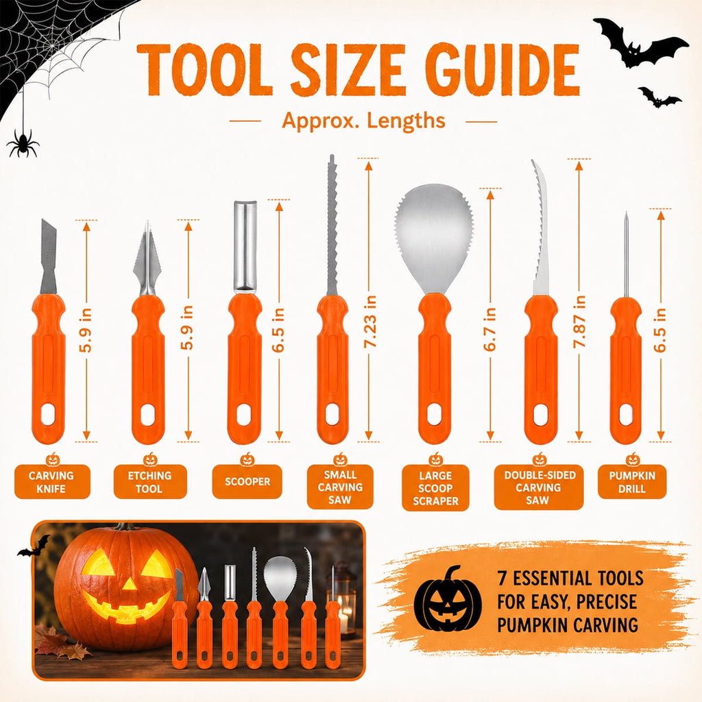 Halloween Pumpkin Carving Kit Heavy Duty Stainless Steel Pumpkin Carving Tools With Carrying Sculpting and Carving 7pcs
