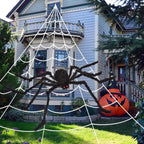 Ayieyill 200" Giant Spider Web with 49" Giant Spider Halloween Decorations Outdoor Scary Halloween Decor