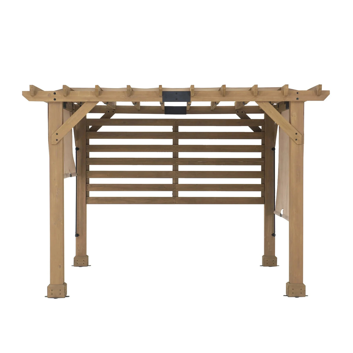 Sunjoy Cedar Wood Hot Tub Pergola 10 x 11 ft With Adjustable Canopy And Privacy Screen