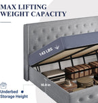 Allewie Queen Lift Up Storage Bed Frame With Wingback Headboard, Light Beige - 80.7 x 60.6 x 44.5 in