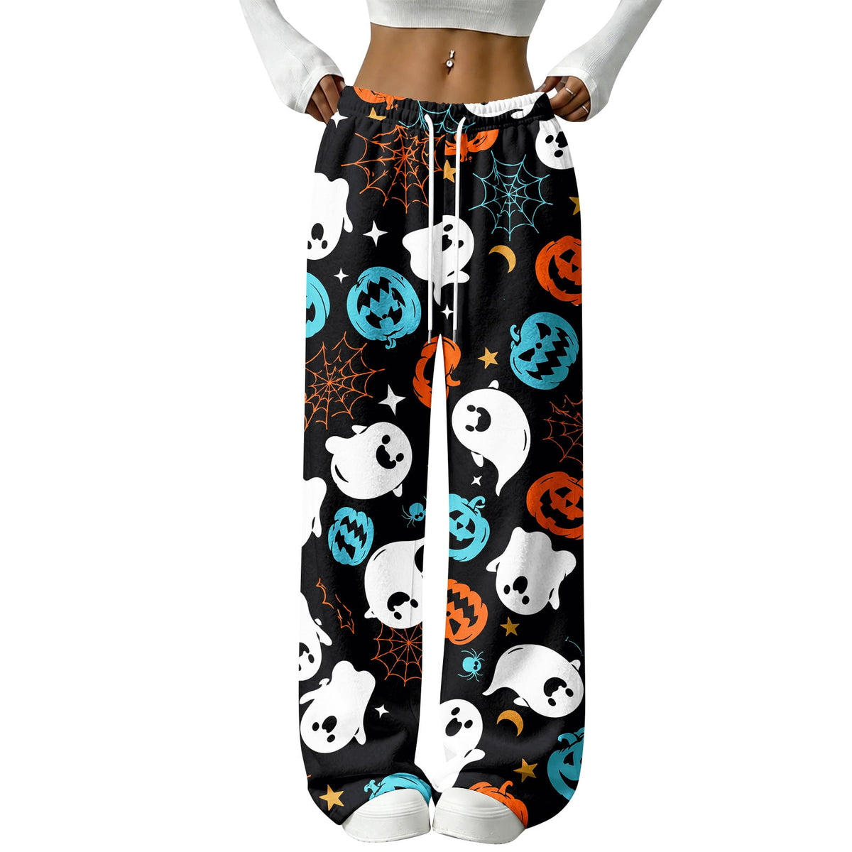 Halloween Pajama Pants for Women Halloween Pumpkin Print Fuzzy Sleep Pants for Women Warm Cozy Pj Bottoms Lounge Pants Plush Pajama Pants