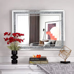 SHYFOY Rectangle Decorative Wall Mirror With Crushed Diamond, Silver