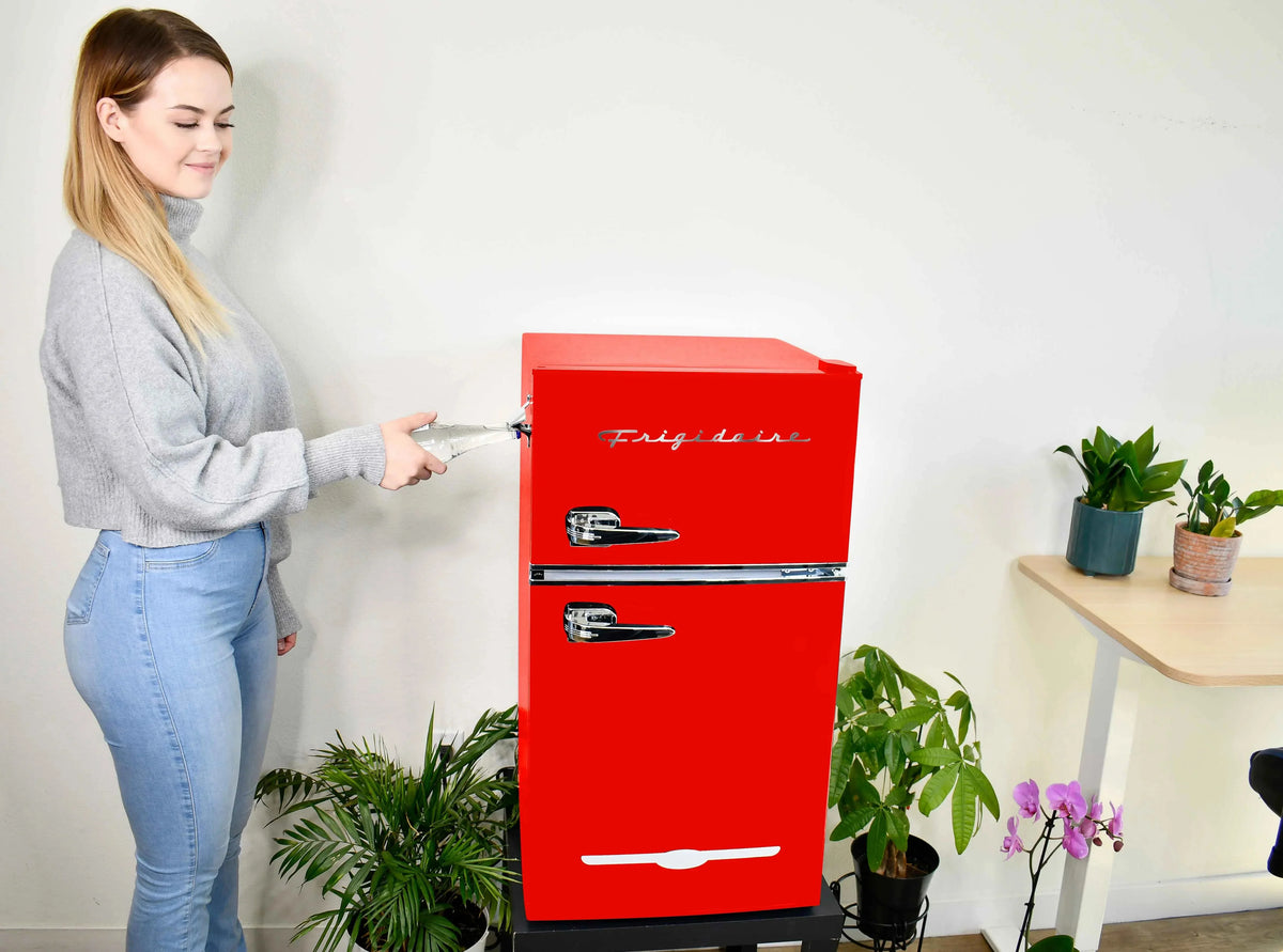 Frigidaire Retro Two-Door Compact Refrigerator With Freezer, 3.1 Cu. Ft., Red