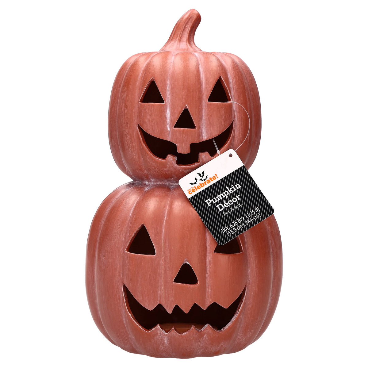 Ceramic Stacked Jack-o'-Lantern Decoration, Terracotta, 11.25", Halloween by Way To Celebrate