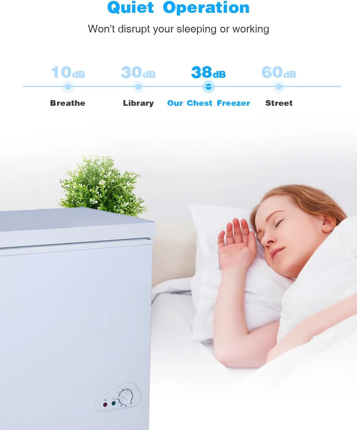 EUASOO 3.5 Cu.Ft Chest Freezer With Removable Basket, White - FLG-80Q