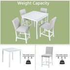 Modern 5-Piece Counter Height Dining Set With Square Table And 4 Upholstered Chairs