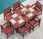 SERWALL 7-Piece HDPE Patio Dining Set, Aruba, 66.9in D x 32.2in W x 29.1in H