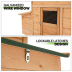 Magshion 2-Tier Chicken Coop With Nesting Box, 80 Inch Wooden Rabbit Hutch - Natural