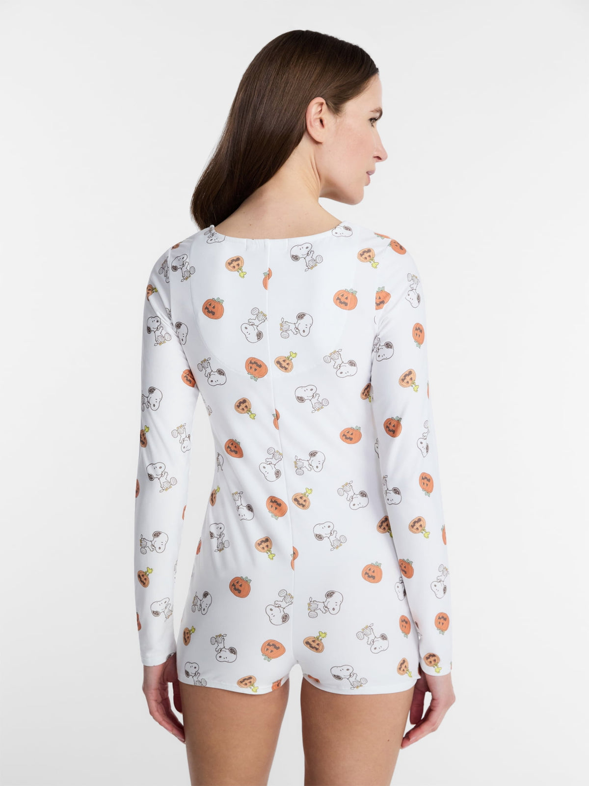 Peanuts Snoopy Women's and Women's Plus Pumpkin One Piece Sleep Romper