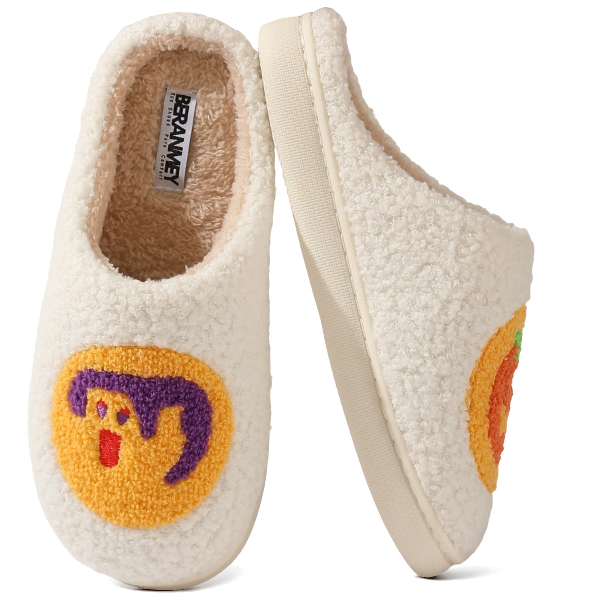 BERANMEY Halloween Slippers for Women Perfect Soft Plush Comfy Warm Slip-On Cute Womens Slippers Indoor Fluffy House Slippers for Women and Men Non-slip Fuzzy Flat Slides