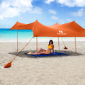 Red Suricata Orange Family Beach Sun Shade Canopy Tent With Sand Anchors - V6