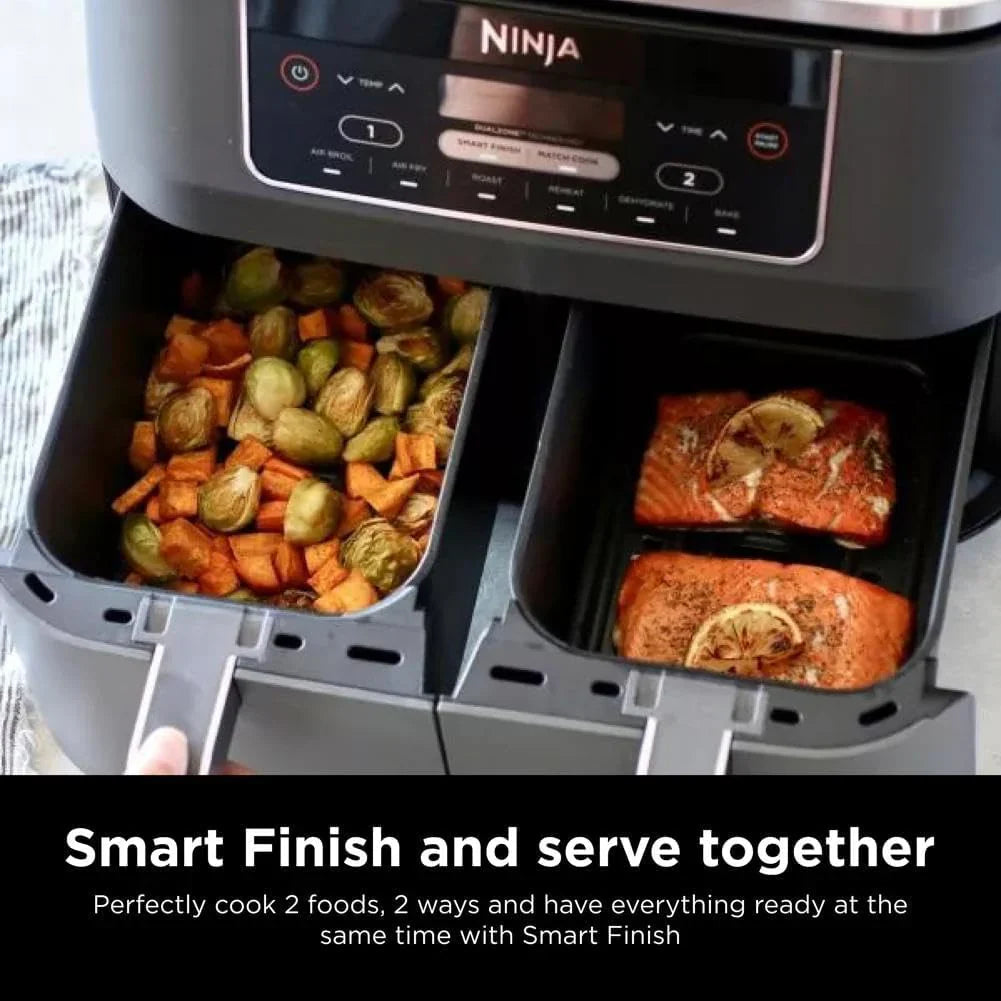 Ninja Foodi 10 QT 6-in-1 DualZone Smart XL Air Fryer, 2 Independent 5 QT Baskets, Grey - DZ550