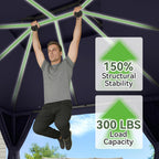 AOXUN Outdoor Gazebo 10x12 Metal Frame Double Roof Canopy With Mosquito Netting And Privacy Screen - Navy Blue