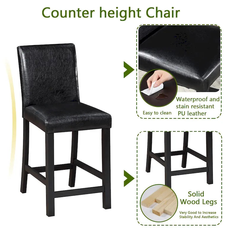 Modern 5-Piece Counter Height Dining Set With Square Table And 4 Upholstered Chairs