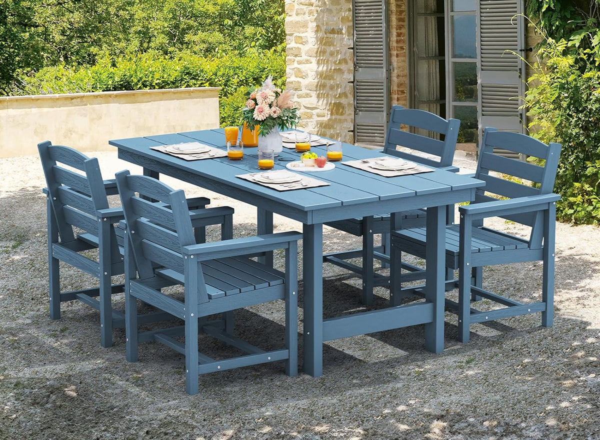 SERWALL 7-Piece HDPE Patio Dining Set, Aruba, 66.9in D x 32.2in W x 29.1in H