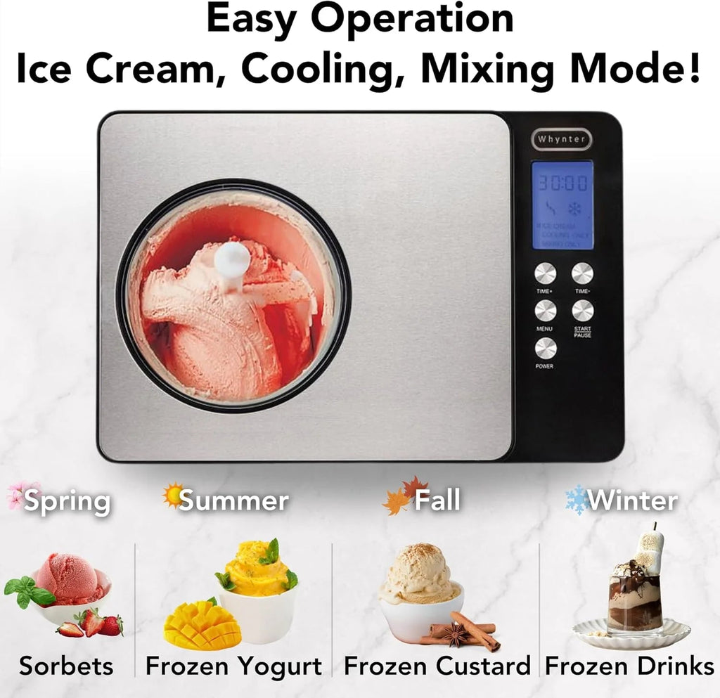 Whynter Rolled Ice Cream Maker With Compressor, 0.5-Quart Stainless Steel - ICR-300SS