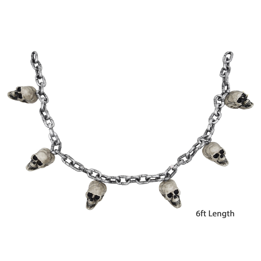 Skull Chain Decoration, Silver, 6', Halloween by Way To Celebrate