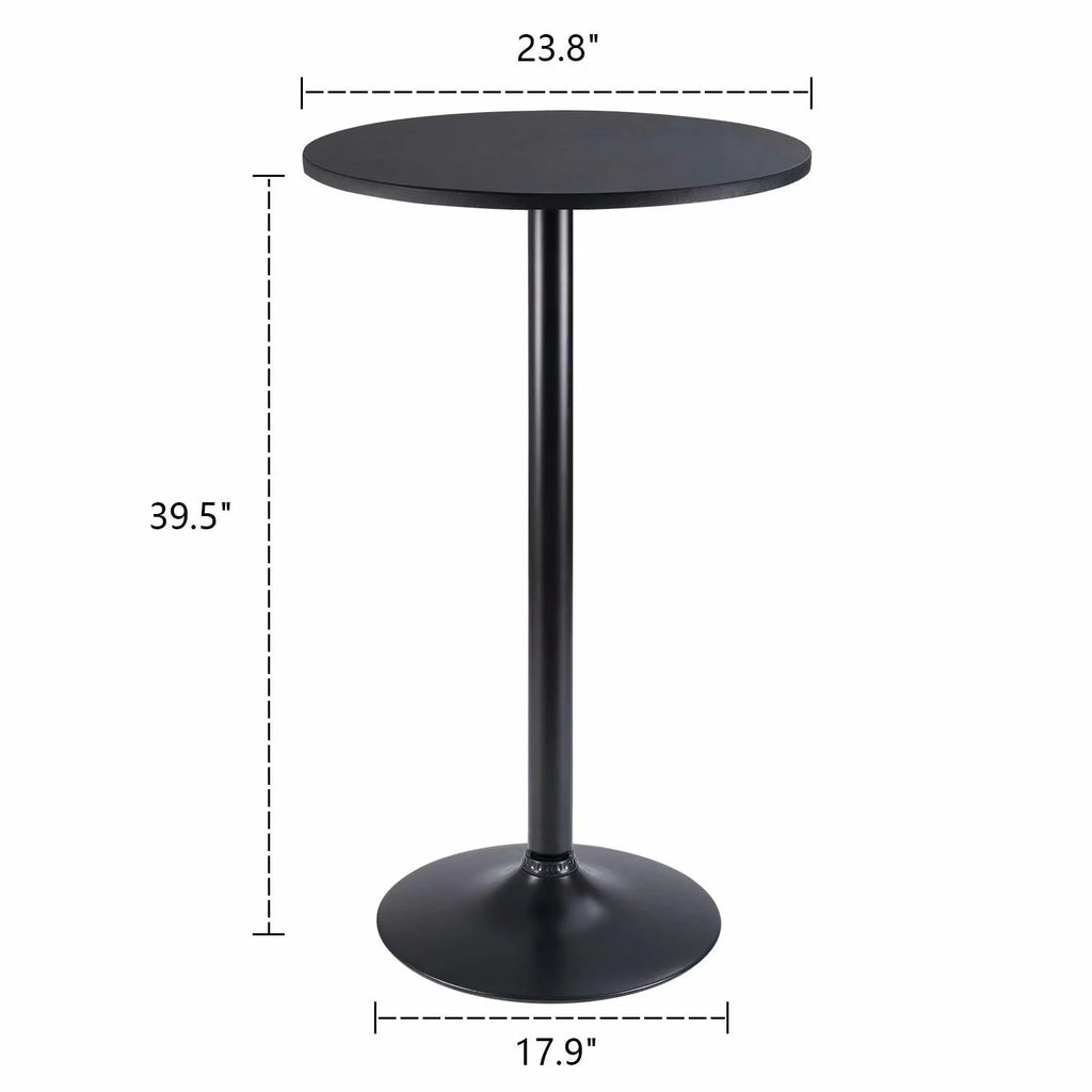Round Bar-Height Bistro Pub Table With Metal Base And MDF Top, 23.8 x 23.8 x 39.5 Inch