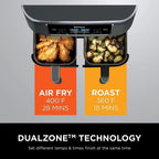 Ninja Foodi 10 QT 6-in-1 DualZone Smart XL Air Fryer, 2 Independent 5 QT Baskets, Grey - DZ550