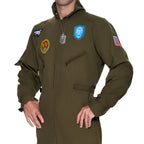 Joyfy Flight Pilot Costume for Adults Pilots Uniform Costume Movie Icon Green Jumpsuit for Men Halloween Party Fancy Dress up Cosplay