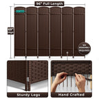 6-Panel Room Divider Privacy Screen With Hand-Woven Mesh Panels - 6 Ft Tall