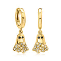 Ross-Simons Opal and .20 ct. t.w. White Topaz Ghost Drop Earrings With Black Enamel in 18kt Gold Over Sterling, Women's, Adult