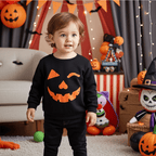 PatPat Halloween Clothes Toddler Boys Girls Sweatshirts Hoodies Pumpkin Face Kids Pullover Long Sleeve Graphic Tees