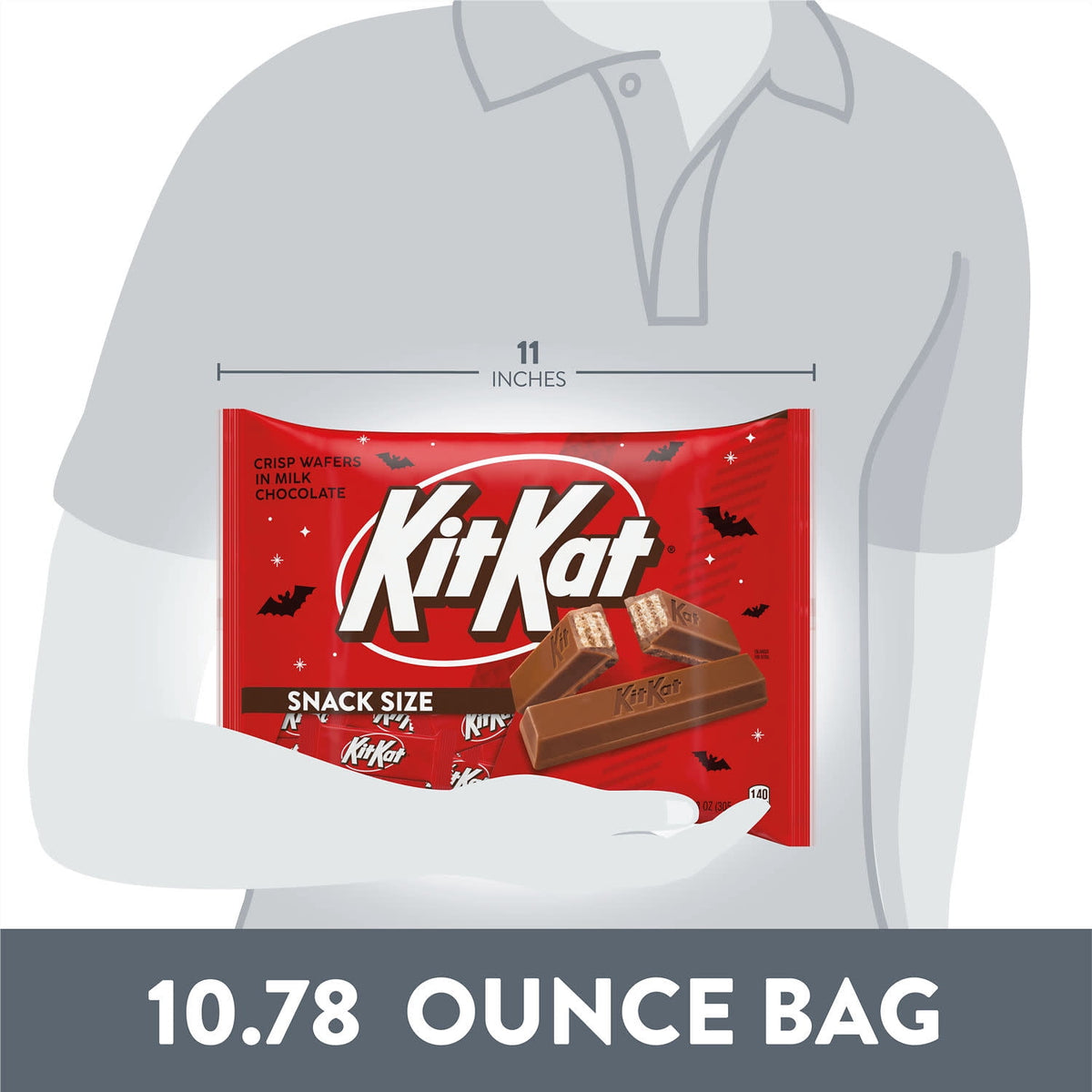 Kit Kat Milk Chocolate Wafer Snack Size, Halloween Candy Bag, 10.78 oz