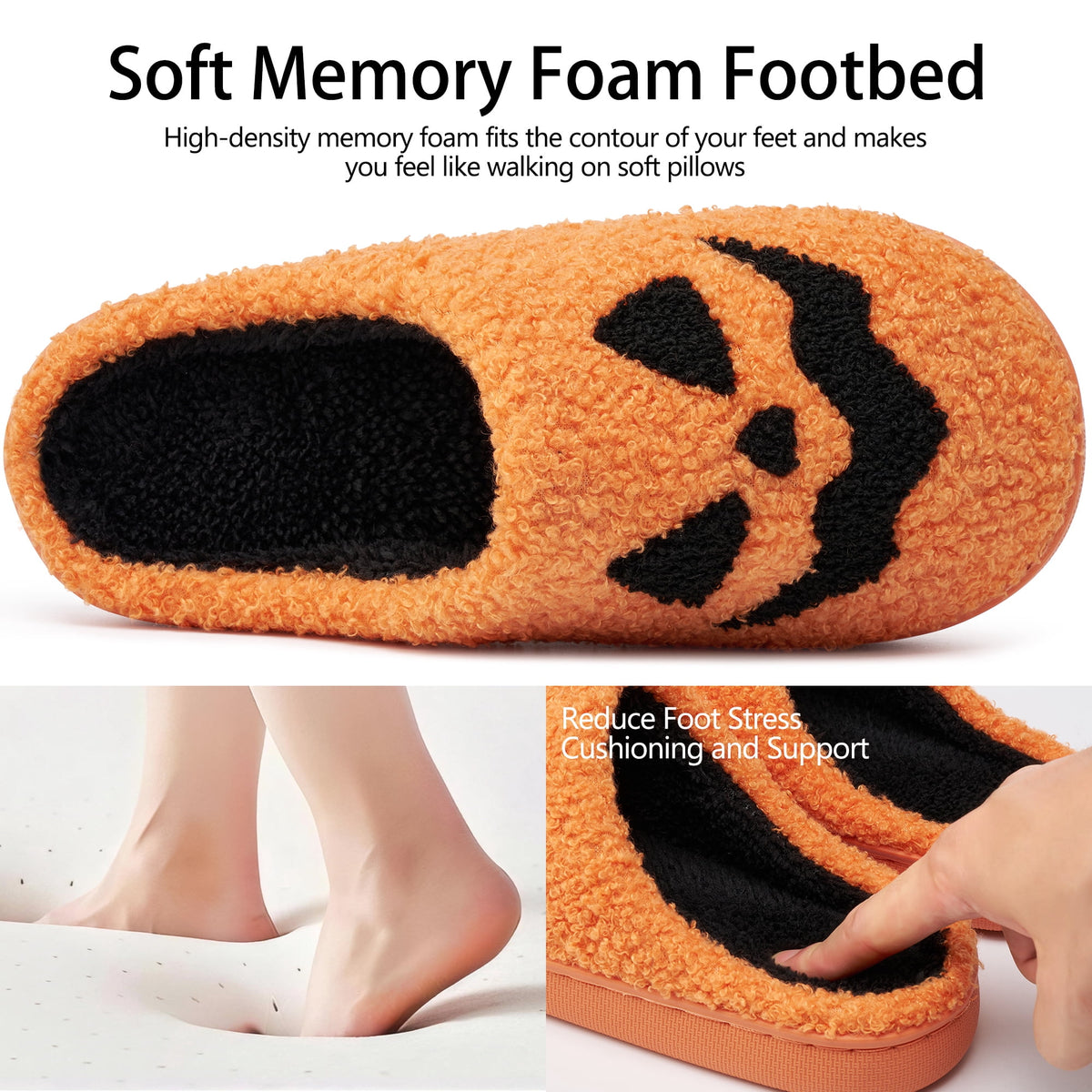 Ecetana Halloween Slippers for Women Holiday Fluffy Warm Fleece Slippers Indoor Bedroom House Shoes