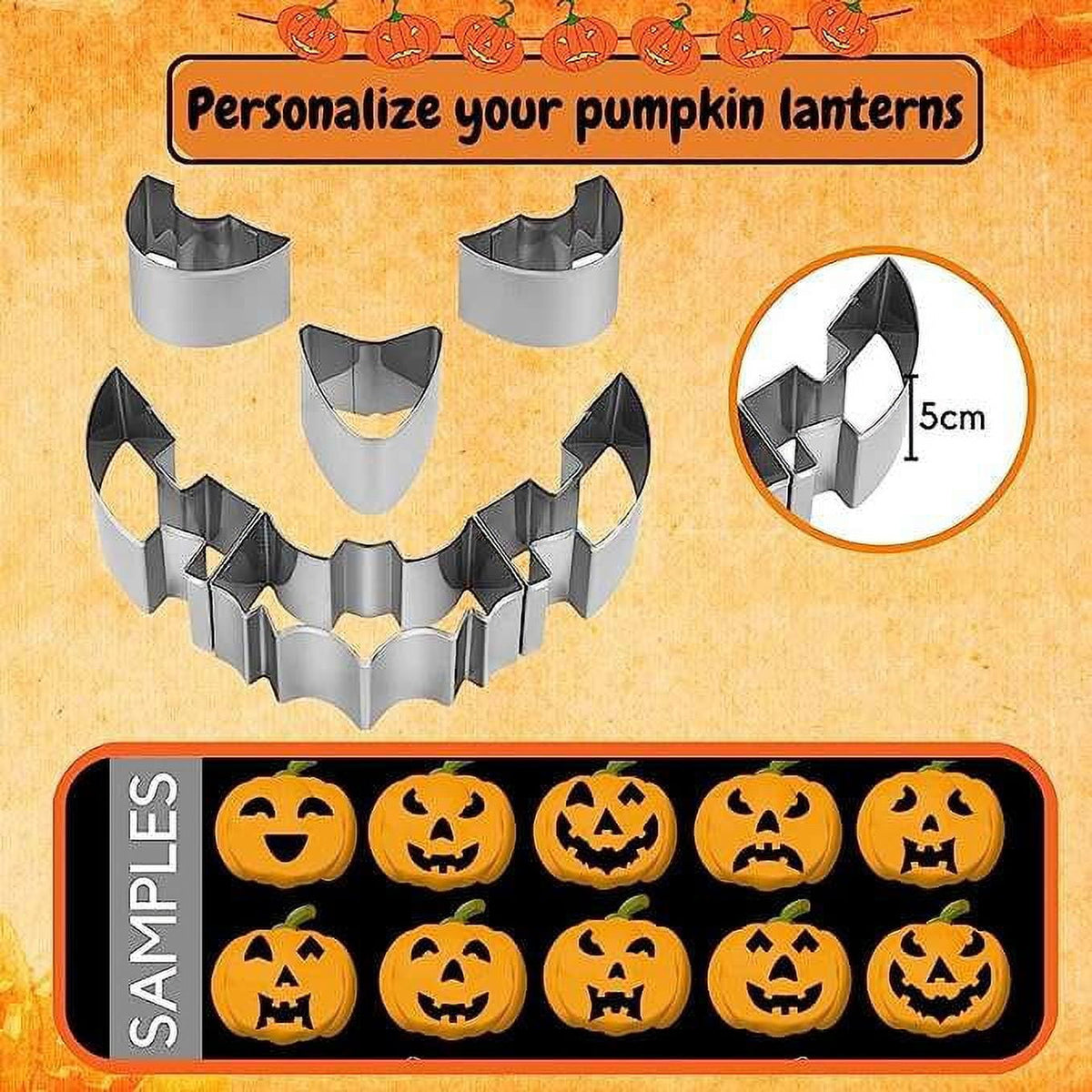 15 Pieces Halloween Pumpkin Carving Kit + Hammer, Professional Stainless Steel Carving Punchers Tools Set, Pumpkin Cutting Sculpting Tool for Halloween Decoration Jack-O-Lanterns