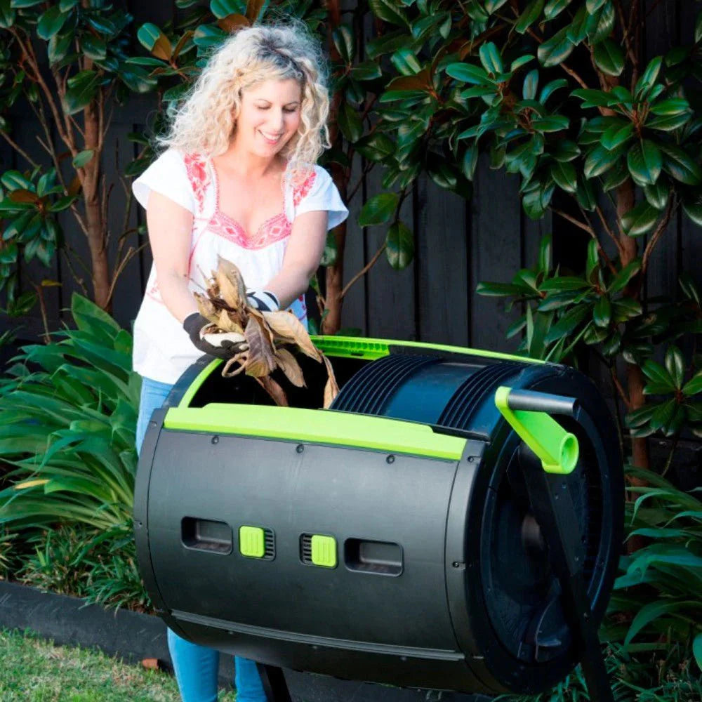 65-Gallon Compost Tumbler And Cart Combo - Black