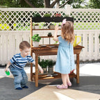 DORTALA Kids Potting Bench Mud Kitchen, Fir Wood, 4 Pots, 28 x 16 x 36 in