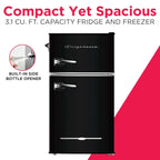 Frigidaire Retro Two-Door Compact Refrigerator With Freezer, 3.1 Cu. Ft., Red