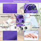 BestPet Cat Carrier Stroller, 4 Wheels, Purple