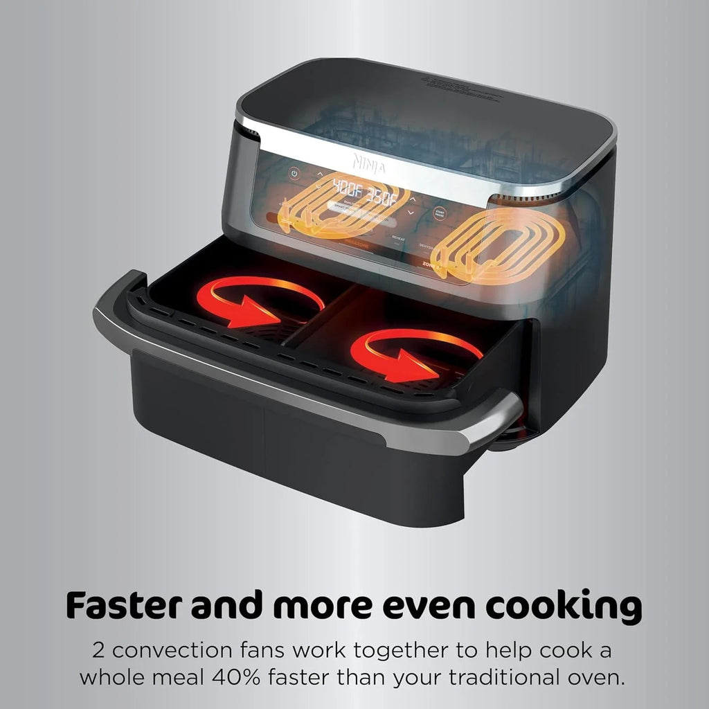 Ninja Foodi 10 QT 6-in-1 DualZone Smart XL Air Fryer, 2 Independent 5 QT Baskets, Grey - DZ550