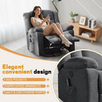Korser Swivel Rocker Recliner Chair With Massage, Heating, USB Charging And Storage