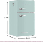 Frigidaire Retro 2 Door Mini Refrigerator With Freezer And Side Bottle Opener, 3.1 Cu Ft, 19in D x 20.5in W x 33.5in H