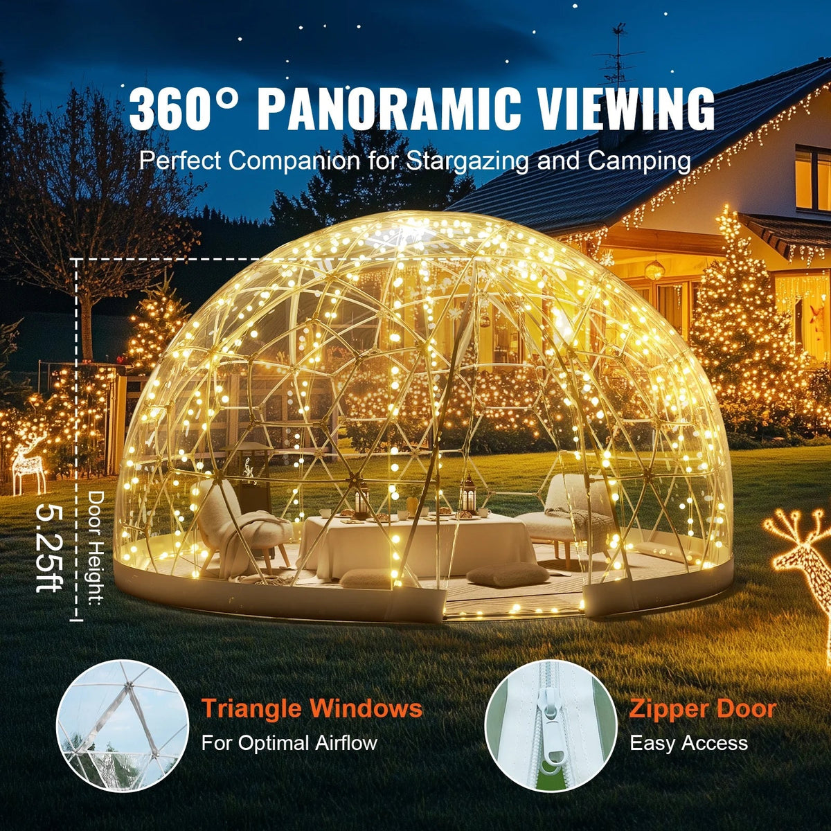 KFFKFF Outdoor Dome Tent, 9.5 Ft Clear PVC - GB-DOME-9.5