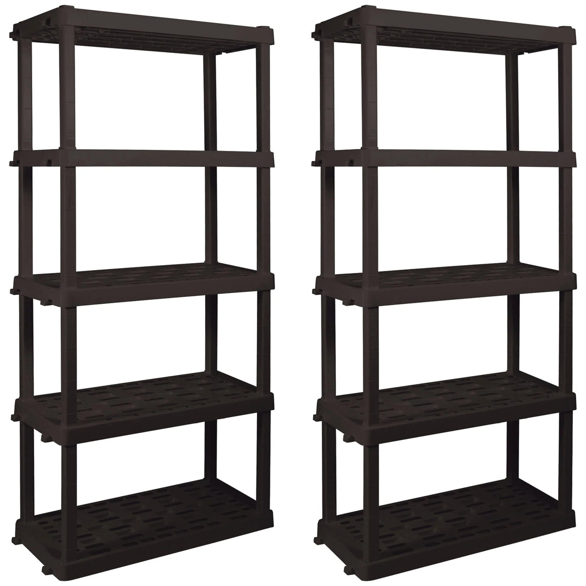 Hyper Tough 5-Tier Shelving Unit, W36 x D18 x H74in, Black, Pack Of 2