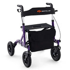 Foldable Rolling Rollator Walker With Seat, 9.5 Inch Pneumatic Wheels