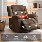 Korser Swivel Rocker Recliner Chair With Massage, Heating, USB Charging And Storage