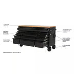Heavy Duty 61 in. W x 23 in. D 15-Drawer Mobile Workbench With Solid Wood Top