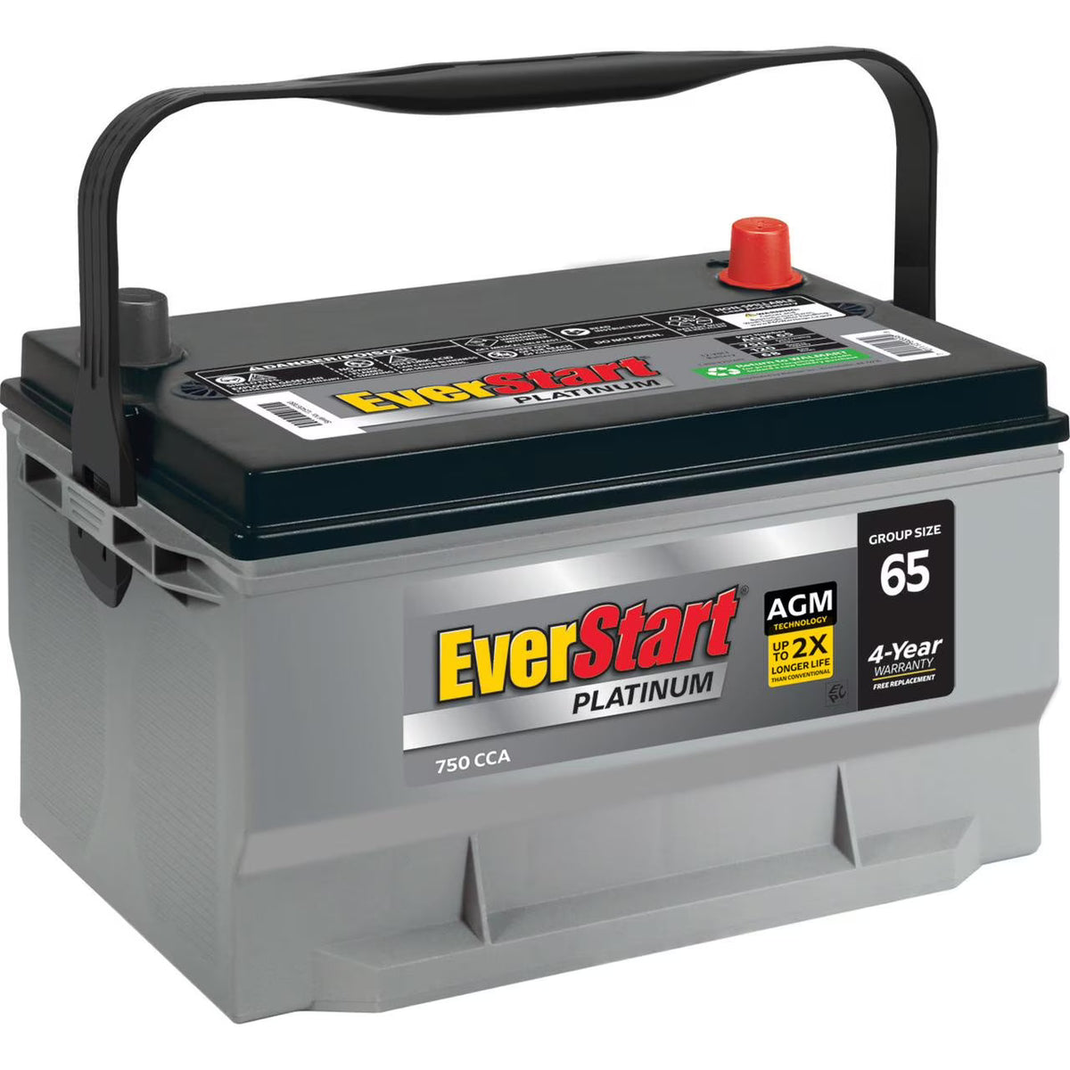 EverStart Platinum AGM Automotive Battery, Group Size 65, 12 Volt, 750 CCA