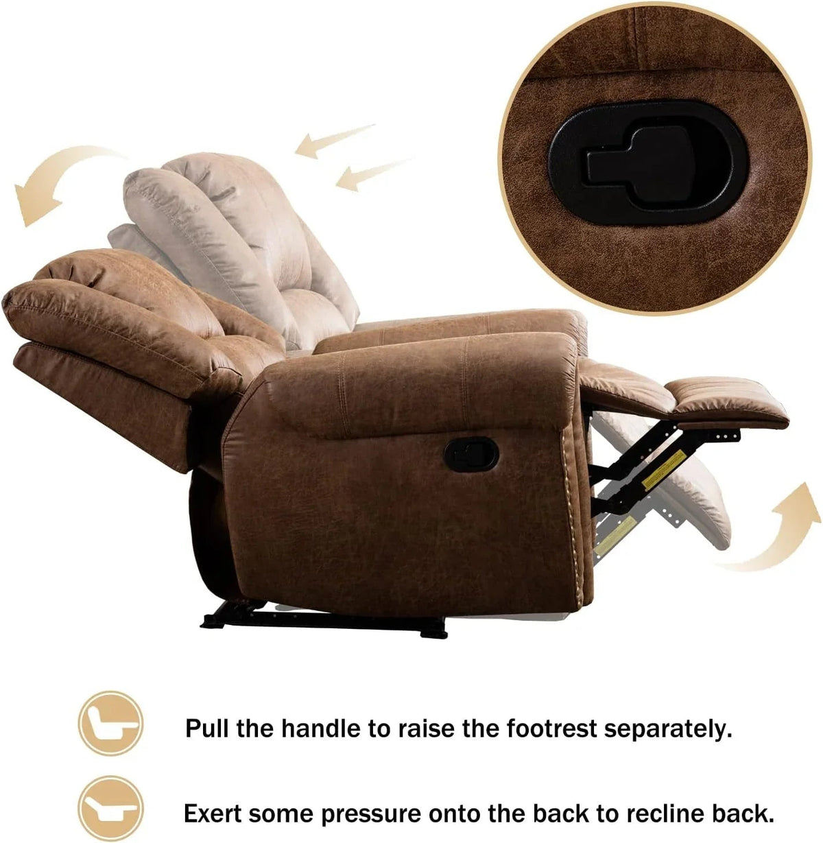 CANMOV Manual Recliner Chair, Nut Brown